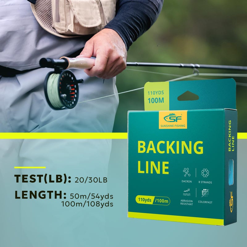 SF Braided Fly Fishing Trout Line Backing Line 20LB 100m/108yds Fluo Yellow - Image 2